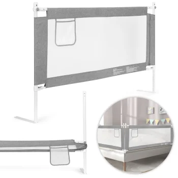 Ecotoys gultas aizsargbarjera bērniem, 150 cm, pelēka/balta