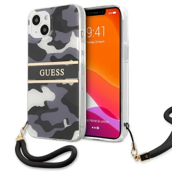Guess Camo Strap Collection vāciņš iPhone 13 mini, melns