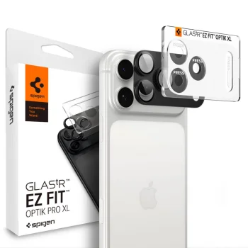 Spigen Optik Pro XL Glas.tR EZ Fit kameras aizsargstikls, iPhone 18 Pro Max, tumši pelēks
