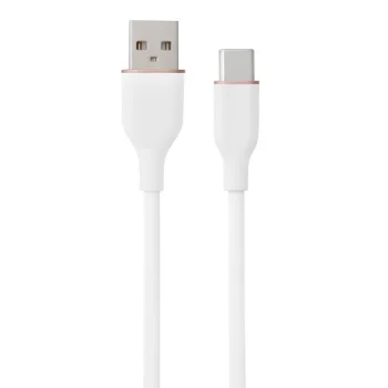 Silikona kabelis USB Type-A uz Type-C, 18W, 2m, balts
