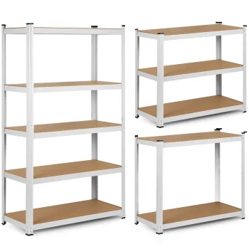 Humberg 4841 metāla noliktavas plaukts 150x75x30 cm, balts