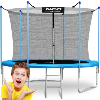 Neo-Sport NS-08W181 dārza batuts ar iekšējo tīklu un kāpnēm, 252 cm