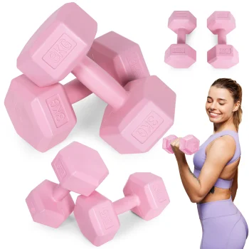 Modernhome HCD-6-PK sešstūra hanteļu komplekts 2x3 kg, rozā