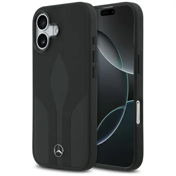 Mercedes Leather The Move MagSafe vāciņš priekš iPhone 17, melns