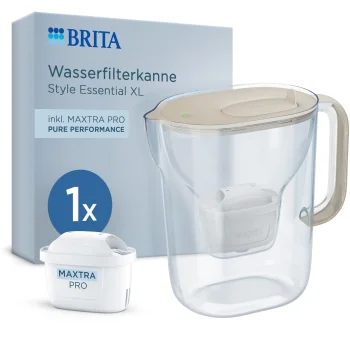 Brita Style Essential XL ūdens filtrēšanas krūze 3.6 l ar MAXTRA PRO, smilšu krāsā