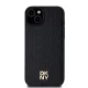 Dkny iPhone 15 / 14 / 13 vāciņš Leather Pattern Metal Logo MagSafe, melns