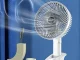 Bezvadu galda ventilators ar klipsi, 3 ātrumi, balts-pelēks