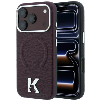 Karl Lagerfeld Grained Embossed Ring & Kameo Logo MagSafe vāciņš iPhone 18 Pro / 17 Pro, bordo