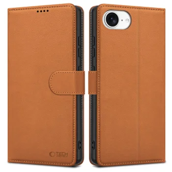 Tech-Protect iPhone 16e / 17e atverams vāciņš maciņš grāmatiņa Wallet Case, brūns