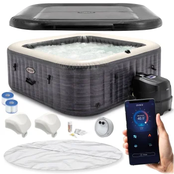Piepūšamais SPA baseins INTEX 28452, 196x71 cm, 6 personām, pelēks