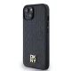 DKNY iPhone 15 / 14 / 13 vāciņš Leather Monogram Metal Logo MagSafe, melns