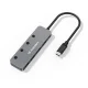 Wozinsky WHS080YSS 4 portu USB-A 3.0 centrmezgls ar slēdžiem un USB-C kabeli, pelēks