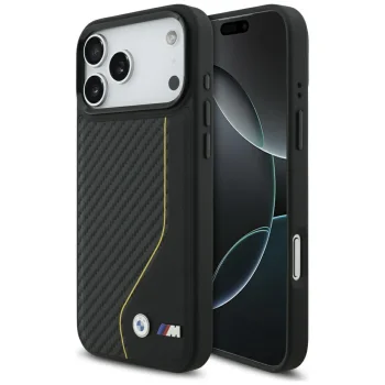 BMW M Carbon Line & Logo MagSafe vāciņš priekš iPhone 17 Pro Max, dzeltens / melns