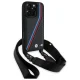 BMW M Edition Carbon Tricolor Lines vāciņš ar siksniņu priekš iPhone 16 Pro Max, melns