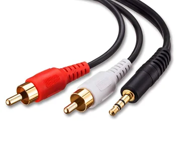 3.5mm Jack uz 2x RCA Audio Kabelis 1.5m Melns
