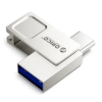 USB zibatmiņa Orico U301 256GB USB-A USB-C USB 3.2 Gen 1, sudraba