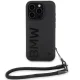BMW Signature Leather Wordmark Cord vāciņš priekš iPhone 15 Pro, melns