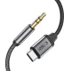 Tech-Protect UltraBoost audio kabelis USB-C uz 3.5 mm mini jack 1 m, melns