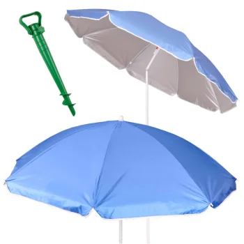 Regulējams pludmales un dārza saulessargs ar UV aizsardzību 150 cm, zils