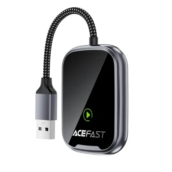 Bezvadu auto adapteris Acefast QC1 CarPlay un Android Auto, pelēks