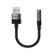 Audio adapteris Acefast J13, USB-A uz 3.5 mm mini jack, melns
