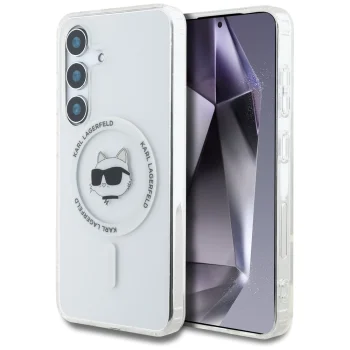 Karl Lagerfeld Button Choupette MagSafe vāciņš Samsung Galaxy S25+, balts