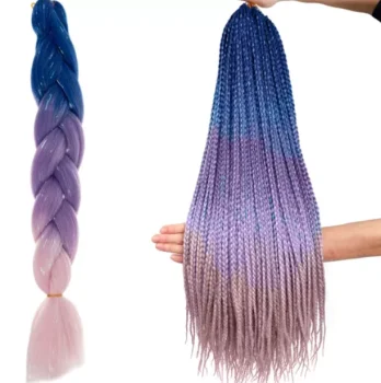 Soulima sintētiskie mati pīnēm, ombre ar spīdumiem, 60 cm