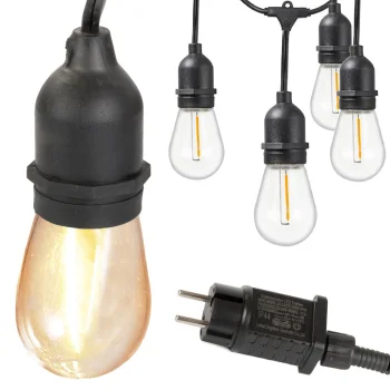 Dārza virtene 15 LED E27 spuldzes 15m, Silti balta