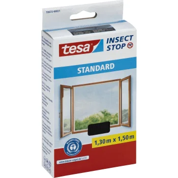 Pretinsektu tīkls logam Tesa Insect Stop Standard 1,3 m x 1,5 m, antracīta pelēks (55672)