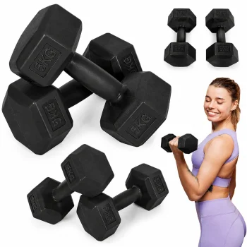 Sešstūra hanteļu komplekts MOVEPRO 2x5 kg, melns