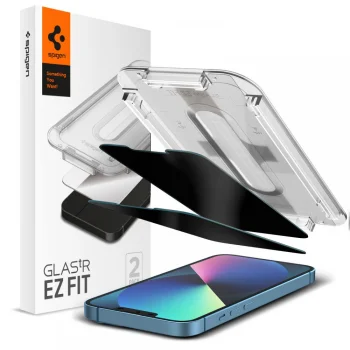 Spigen GLAS.TR EZ FIT Privacy aizsargstikls iPhone 13/13 Pro/14/16e (2 gab.)