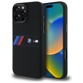 BMW Silicone Middle Stripe MagSafe vāciņš iPhone 16 Pro Max, melns