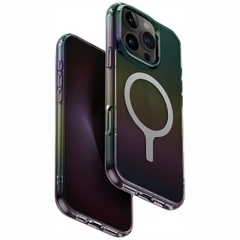Uniq Iridescia Magclick Charging vāciņš iPhone 16 Pro Melns