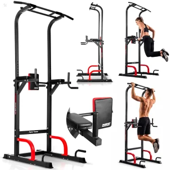 Brīvstāvoša treniņu stacija Neo-Sport Apex Tower, pievilkšanās stienis un līdztekas, 150 kg