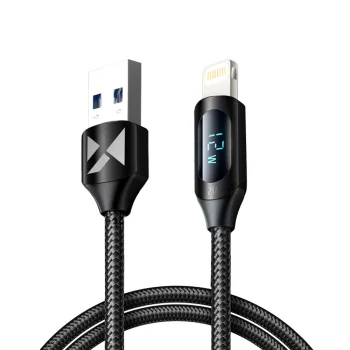 Wozinsky WUALC1 USB-A uz Lightning kabelis ar LED, 1m, Melns