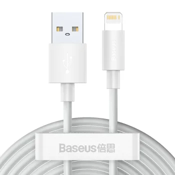 Baseus Simple Wisdom USB uz Lightning kabelis 1.5m 2.4A (2 gab.), Balts