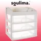 Kosmētikas organizators Soulima 19357 ar 3 atvilktnēm, pienbalts/caurspīdīgs