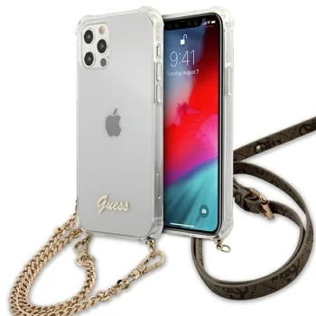 Guess 4G Gold Chain vāciņš iPhone 12 / 12 Pro caurspīdīgs