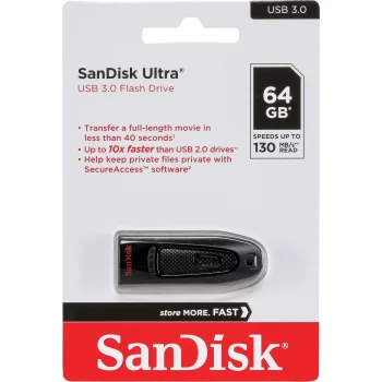 USB zibatmiņa SanDisk Ultra 64GB USB 3.0 SDCZ48-064G-U46, melna