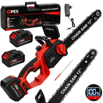 OPEX TOOLS OPX28015 Akumulatora ķēdes zāģis 12" 2x 21V 3Ah