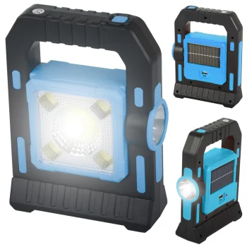 LED solārā tūrisma lampa / kempinga lukturis ar Powerbank funkciju, zils