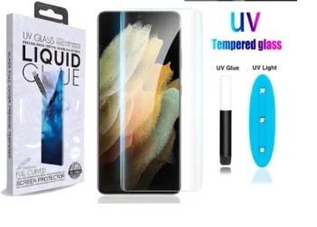 Ekrāna Aizsargstikls ar UV Līmi priekš Samsung Galaxy S23 Ultra (SM-S918) | Liquid Glass UV Screen Protector