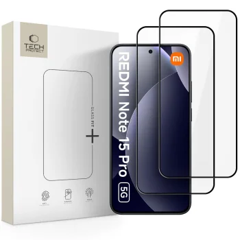 Tech-Protect Xiaomi Redmi Note 15 Pro 5G rūdītais stikls Glass Fit+ (2 gab.), melns
