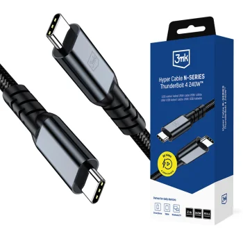 3mk Hyper Cable N-SERIES USB-C uz USB-C kabelis 2m, melns