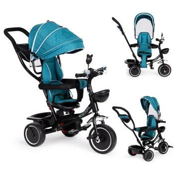 Ecotoys JM-066-9 trīsritenis ar rotējošu sēdekli, zils/zaļš