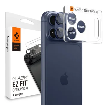 Spigen Optik Pro XL kameras aizsargstikls iPhone 17 Pro Max, tumši zils