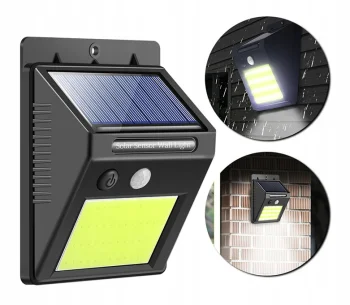 Solārā lampa ar 48 COB LED, kustības un krēslas sensoru