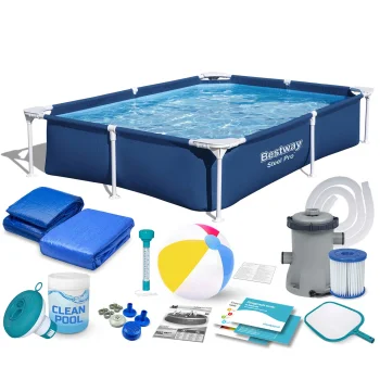 Bestway 56401N taisnstūra karkasa baseins 221x150x43 cm (16-in-1)