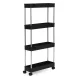 Modernhome PJJKT0104 plastmasas vannas istabas plaukts ar 4 plauktiem un riteņiem, melns