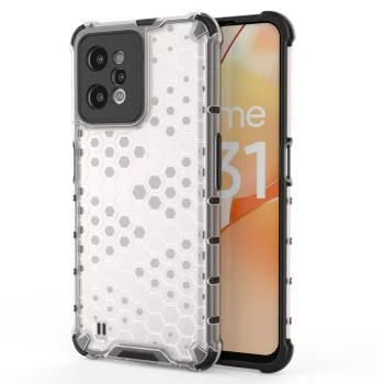 Telefona vāciņš Realme C31 Honeycomb hibrīda, caurspīdīgs